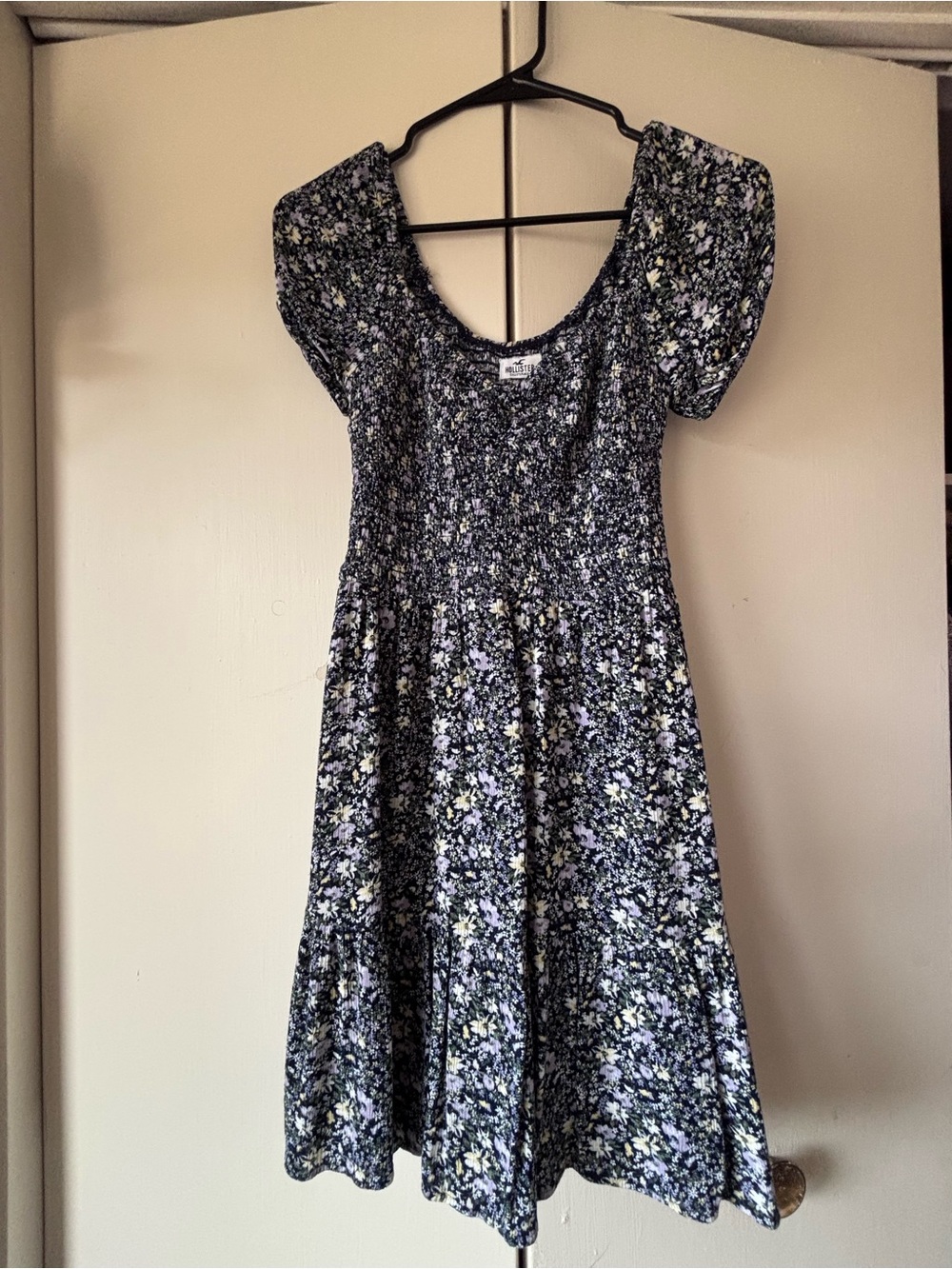 Hollister Floral Smocked Puff Sleeve Mini Dress